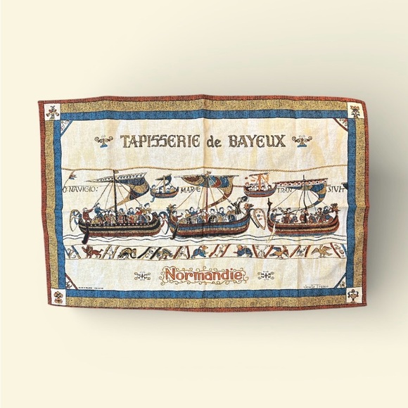 Vintage Other - Josette France Tapisserie de Bayeux tea towel 28x18